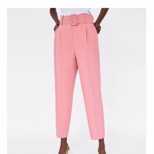 Zara Pink Darted Trousers with Belt.